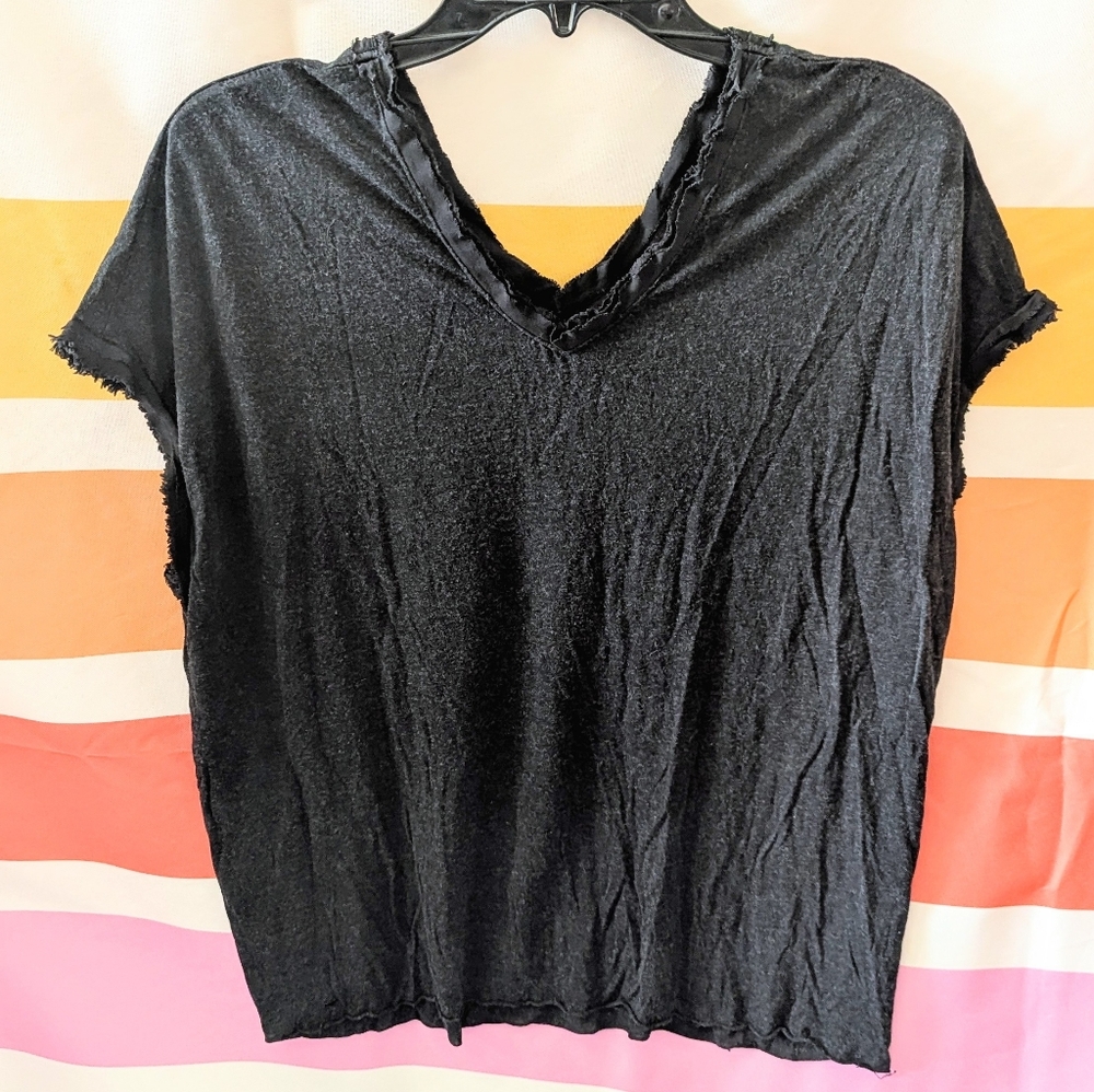 Allsaints Dita Top Marled Black Raw Edge Angora Grunge Witchy Whimsigoth Goth 4